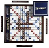 WS Game Company Scrabble Deluxe Edition Board Game Featuring a Rotating Wooden Game Cabinet with Built-in Storage and Raised Letter Tile Grid — Board Games for 2-4 Players (Ages 8+)