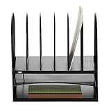 Safco 3233BL Onyx Mesh Powered Charging Station Desktop Organizer with 6 Vertical, 2 Horizontal Sections and USB Port, Black, 13.25"W x 11.5"D x 13"H
