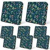 pickyNproud 8Pcs Patio Cushion Covers Stretch Outdoor Couch Cushions Slipcovers Replacement Washable Furniture Protector with Elastic Bottom Sofa Chair Seat Cover, Green Flower