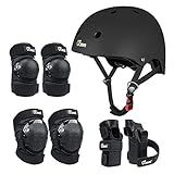 JBM Adult & Kid Skating Protective Gear Set for Beginner to Advanced, Skateboard Helmet Knee and Elbow Pads with Wrist Guards for Inline Roller Skating, Scooter, Skateboarding