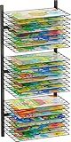 mocomax Wall Mount Art Drying Rack, 24 Removable Shelves Metal Paint Drying Rack, Space-Saving Artwork Paper Storage Holder Organizer for Classrooms, Art Studios, Schools, Galleries, Black