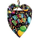 Dog Birthday Bandana Triangle Bibs Scarf Accessories Black Large