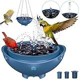 BROAIMX Solar Powered Bird Bath Fountain with Built-in Lithium Battery, 3 Nozzles for Garden, Automatic Low-Water Protection, Gift for Bird Lovers (Deep Blue)