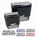 Mobile Deposit Bank Check Self-Inking Rubber Stamp Ink Stamper for Business Office - 1-1/2 Inch Small - Blue Ink