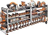 Shomextol 66" W Super Large Power Tool Organizer Wall Mount,Heavy Duty Cordless Tool Organizer with 18 Drill Holder,600 Lbs Capacity 4-Layer Garage Organization for Garage and Workshop (Black)