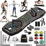 LALAHIGH Portable Home Gym System: Large Compact Push Up Board, Pilates Bar & 20 Fitness Accessories with Resistance Bands Ab Roller Wheel - Full Body Workout for Men and Women, Gift for Boyfriend