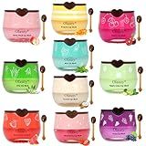 10 PCS Bee Lip Balm Honey Pot, Strawberry, Watermelon, Apple Lime, Cherry, Mint, Coconut, Aloe, Grapes & Peach Flavors, Honey Lip Balm Bulk, Moisturizing Lip Mask Overnight, Reduce Lip Lines