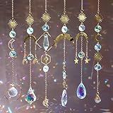 Crystal Suncatcher, 6 Pcs Sun Catchers for Indoor Windows Hanging Crystals Prism Rainbow Maker Ornaments for Garden Home Balcony Ceiling Cute Room Decor Wedding Party Gifts