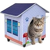 Elevated Cat Houses for Indoor/Outdoor Covered Kitten Beds Feral Cat Shelter Hideaway Bed Easy to Assemble