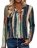 Zeagoo T Shirts for Women Long Sleeve Tops Casual Cute V Neck Loose Fall