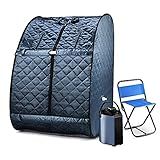 Portable Sauna, Sauna Box for Home, Personal Steam Sauna, Foldable Sauna with 3L, up to 90min,800W Steam Sauna Generator with Safety Protection, Remote Control & Portable Chair, UL Certified