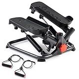 Sunny Health & Fitness Advanced Twist Stepper Machine Workout Cardio Mini Stair Master Climber Thigh Space Twist Stepper Resistance Band w Optional Free SunnyFit App Enhanced Bluetooth Connectivity