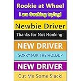 LogFaadCoi 4-Pack Student Driver Magnet for Car,'New Driver' Reflective Magnetic Signs - Removable Safety Warning Bumper Stickers for Cars, Large Size, Durable for Novice & Student Drivers