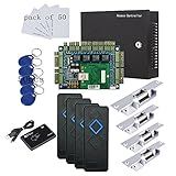 MENGQI-CONTROL TCP/IP 4 Door Entry Access Control Panel Kit Electric Strike Fail Secure NO Mode Lock Enroll RFID USB Reader 110-240V Power Supply Box RFID Reader Phone APP remotely Open Door