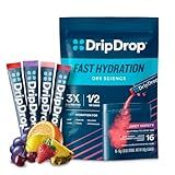 DripDrop Hydration Packets - Juicy Variety Pack - Single Serve Electrolytes Powder Drink Mix - Grape, Fruit Punch, Strawberry Lemonade, Cherry - Non-GMO, Gluten Free, Vegan - 16 Sticks