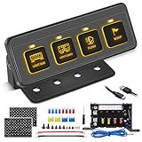 Wireless 4 Gang Switch Panel, Niking Auto Multifunction Offroad LED Switch Pods with Toggle Pulse Auxiliary Universal Circuit Control 12V Relay System Control Box for Trucks SUV UTV Car Boat RV Marine