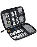 BAGSMART Large Electronics Travel Organizer Case, Tech Accessories Cord Storage Bag for Phone, Power Bank, SD Card, Cables, Black