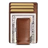 House of Jack Co. Carryall Men's Slim Money Clip Wallet, Super Strong Magnetic Clip Holds 15+ Bills, Full Grain Leather Slim Front Pocket Wallet, 9 Card Holder, Gift for Men, Tan