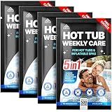 5-in-1 Hot Tub Weekly Care - Water Clarifier and Conditioner for Sparkling Soft Spa Water, Safe on Hot Tub Surfaces and Components, for Acrylic, Inflatable, Portable, Hard Shell Spas - 4 Pouches