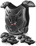 StarknightMT Kids Dirt Bike Gear-Upgraded Thicken Shell Youth Motorcycle Riding Professional Protective Gear Chest Protector Armor Suit for Motocross Cycling Off-Road Motorcycle Dirt Bike Kid, Black