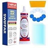 Air Mattress Patch Kit, Heavy Duty Underwater Pool Liner Patch Kit, Effective Vinyl Glue for Above Ground Pool, Paddle Board, Float, PVC Boat, Raft, Air Bed, Bounce House, Hot Tub, Safe and Non-Toxic