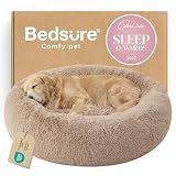 Bedsure Calming Dog Bed for Extra Large Dogs - Donut Washable Large Pet Bed, 45 inches Anti-Slip Round Fluffy Plush Faux Fur Dog Bed, Fits up to 120 lbs Pets, Camel