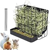 Rabbit Hay Feeder Guinea Pig Hay Holder with Hook Heavy-Duty Metal,Internal Sloping Design，Hay Feeder for Bunny,Rabbit，Chinchillas,Comes with Two Multifunctional Zippers