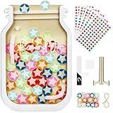 Herda Personalized Magnetic Reward Jar with 420 Pcs Holographic Stars Stickers - Responsibility Chart for Classroom Board, Home Routine Training & Kids Positive Behavior Management Tool(42Pcs Stars)