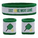 3 Pcs Pickleball Sweatband Set Men Women, Moisture Wicking Sweat Absorbent 2 Wristbands and 1 Headband for Basketball Tennis, Great Gift for Sports