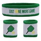 3 Pcs Pickleball Sweatband Set Men Women, Moisture Wicking Sweat Absorbent 2 Wristbands and 1 Headband for Basketball Tennis, Great Gift for Sports