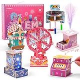 Sntieecr 6-in-1 Stem Kits for Kids Age 8-12, Girls Engineering Kit with 3D KT Board Puzzle, Educational Craft Building Toys for Girls, STEM Building Kits for Ideal Christmas, Birthday Gifts