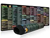 excovip Mouse Pad with Linux Commands Line - Extended Large Cheat Sheet Mousepad 31.4x11.7 inch Shortcuts Desk Mat to Kali/Red/Hat/Ubuntu/OpenSUSE/Arch/Debian/Unix Programmer 0246