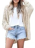 Mafulus Women's Crochet Cardigan Kimono Boho Long Sleeve Lightweight Soft Oversized Open Front Knitted Sweater