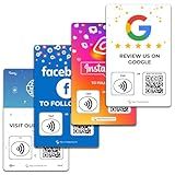 NFC Business Cards 4 Pack – Contactless Smart Tap & QR Code – Compatible with Social Media & Online Review Platforms – Reusable Feedback Tool for Restaurants, Local Businesses – Works with All Phones