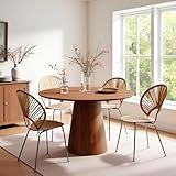 43" Wood Round Dining Table for 2 4 5, Mid Century Modern Farmhouse Rustic Circle Kitchen Table with Pedestal for Dining Room Kitchen, Dinner Living Room, Restaurant Walnut Easy Assembly