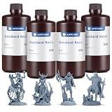 ANYCUBIC 3D Printer Resin Bundle, 405nm SLA UV-Curing Resin with High Precision and Quick Curing & Excellent Fluidity for LCD 3D Printing (4Packs*1kg Grey, 4kg in Total)
