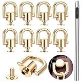 8 Pcs D Rings for Purse - 360° Heavy Duty Zinc Alloy D Rings with Punch Tool - Conversion Kit for Purse Handbag Crossbody Strap, Dog Collar Leather Craft
