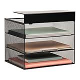 Mind Reader Slide-On Under Desk File Organizer, No Tools Required, Hanging Storage for Laptops, Folders, and Notebooks, Metal, Black