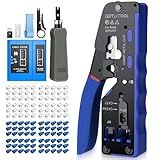 GETLITOOL RJ45 Crimp Tool Kit, RJ45 Ethernet Crimping Pliers for Cat5e/Cat6/Cat6a/Cat7 with 60 Plated Connectors, 60 Boot/Cable Tester/Punch Down Tool/Wire Stripper, Complete Cable Crimping Kit