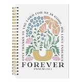 LADOCK Groovy Boho Floral Christian Spiral Notebook, Christian Gifts for Women Faith, Psalm 136:1 Prayer Bible Journal Journaling, Bible Verse Scripture Journal for Women, 5.5x8.3
