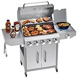 Bestfire 68,000 BTU 5 Burner Propane Gas Grill with Side Burner-Professional-Grade Stainless Steel Outdoor BBQ Grill-647 sq in Cooking Space&Porcelain Cast Iron Grrates-Patio Cart Design for Backyard