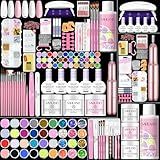 SAVILAND Essentials Acrylic Nail Kit: Premium Easy All-in-1 Nail Kit with Clear White Pink Acrylic Powder EMA Monomer Nail Drill Full Tools For Beginners Extension Carving Home DIY