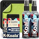 Koala Eyeglass Lens Cleaner Spray Kit | (2x) Glasses Cleaner Bottle + (2x) Microfiber Cloth | Alcohol Free Eyeglasses, Screen, and Camera Cleaning Kit | Made in USA (4 Piece Set)
