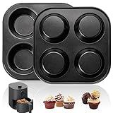 Yomvzake Air Fryer Muffin Pan, 2 Pack Cupcake Molds for Air Fryer Toaster Oven, Nonstick Cupcake Baking Pan for Counter Top Oven Small Oven