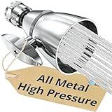 HammerHead Showers® Solid Metal 2 Inch High Pressure Shower Heads - CHROME – 2.5 GPM Shower Heads High Pressure - High Flow Shower Head with ADJUSTABLE SPRAY PATTERN - Fixed Shower Head
