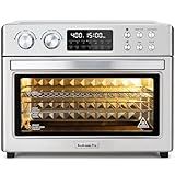 28QT Air Fryer Toaster Oven Combo, Large 12-in-1 Convection Countertop Oven with 3-Layer Cooking, Rotisserie for Chicken, 6 Heating Tubes, Fast Preheat, Fit 11" Pizza, All Accessories, Stainless Steel
