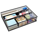 EasyPAG Drawer Organizer Metal Mesh Dividers Desk Organizers Pen Organizer for Desk Drawer Tray Box Accessories for Desktop,Black