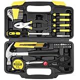 DOWELL 40 Piece Home Tool Set Yellow, General Household Hand Tool Kit with Plastic Toolbox Storage Case, Mini Repair Tool kit for Women, College Students, Home Use & More