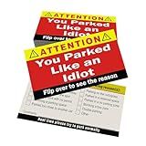 Bad Parking Cards - 100 Pcs attention You Parked Like an Idiot Cards 3.5"x2" Funny Parking Violation Tickets for Bad Driver Learn to Park