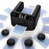 KPAW Automatic Card Dealer, Rechargeable for 2 Decks, 4 Drawing Remotes, 360° & 180° Rotation, 1-12 Players, Card Dealer Machine with Poker, UNO, Bridge, Blackjack & More (Black)